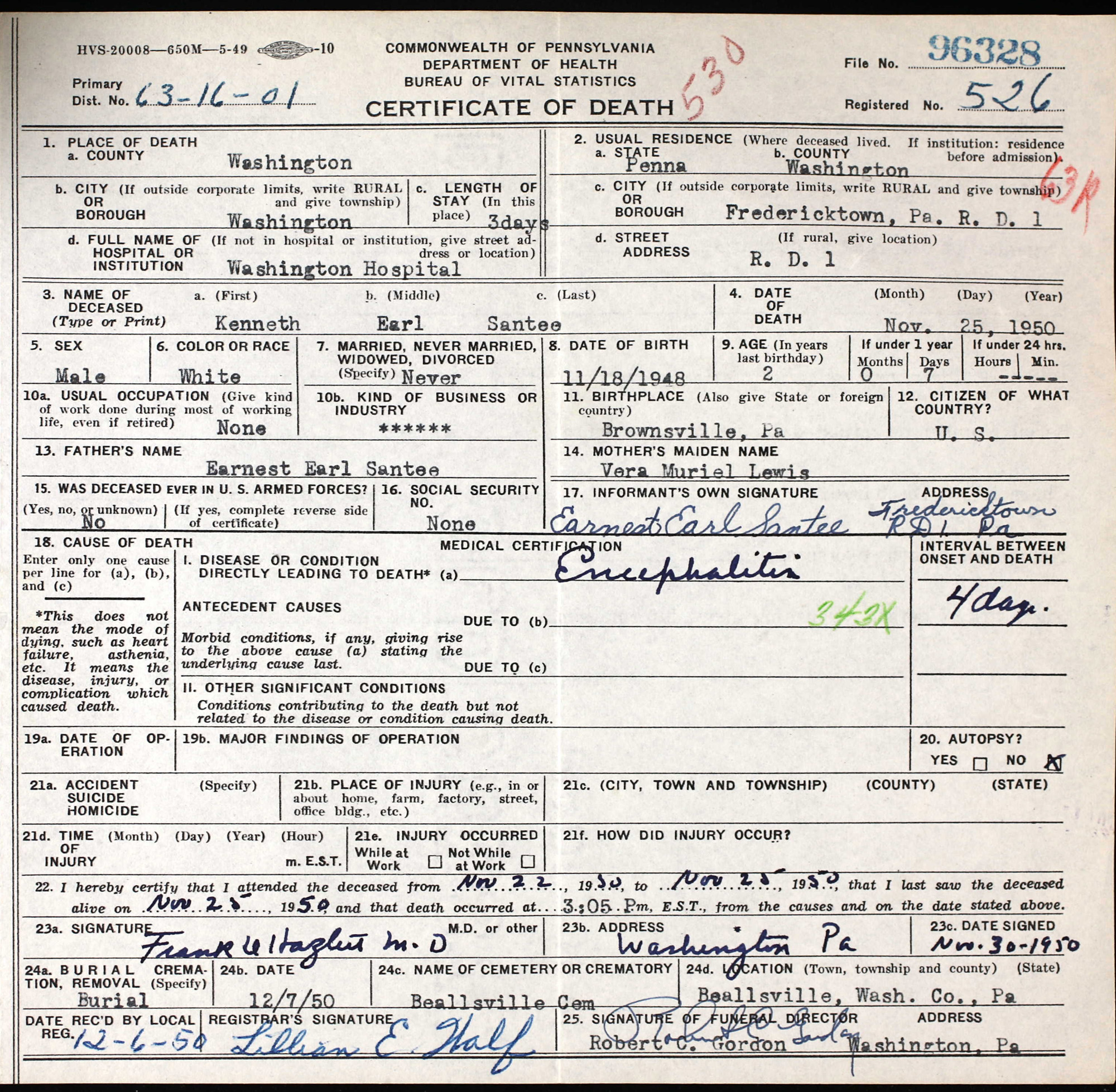 death certificate